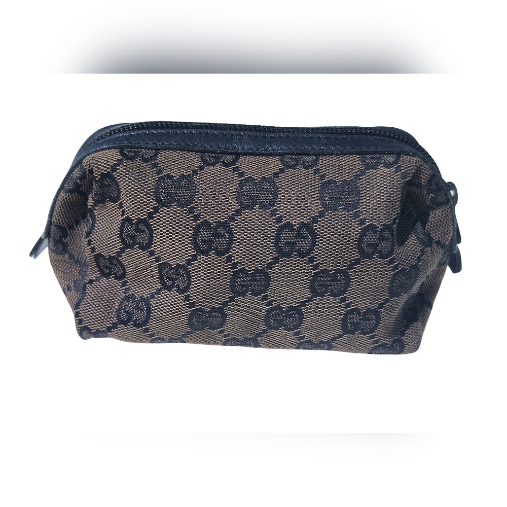 Gucci Navy and Tan/Black and Chocolate Monogram Pouch